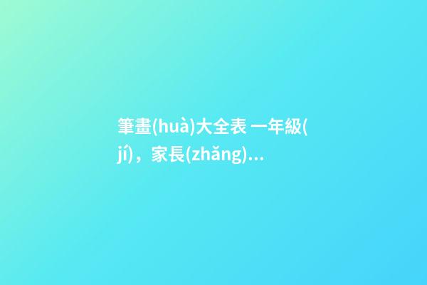 筆畫(huà)大全表 一年級(jí)，家長(zhǎng)必備資料一年級(jí)寫(xiě)字表字帖